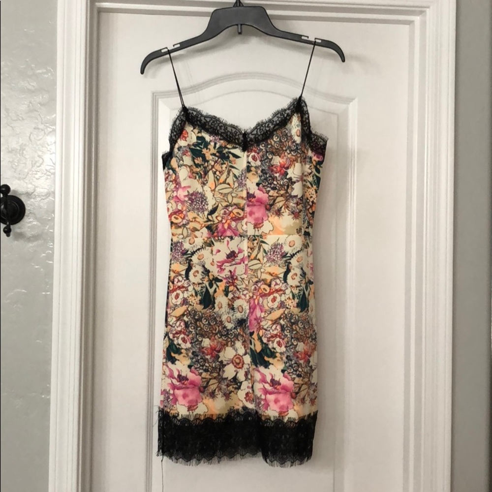 Lace trip mini dress